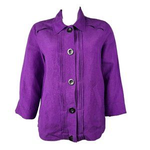Christopher Banks Jacket Womens Size M Medium Solid All Purple Linen Blend